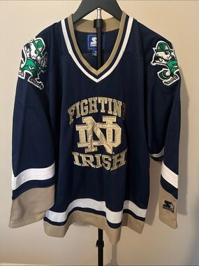 STARTER Navy Gold & White Notre Dame Fighting Irish Hockey Jersey